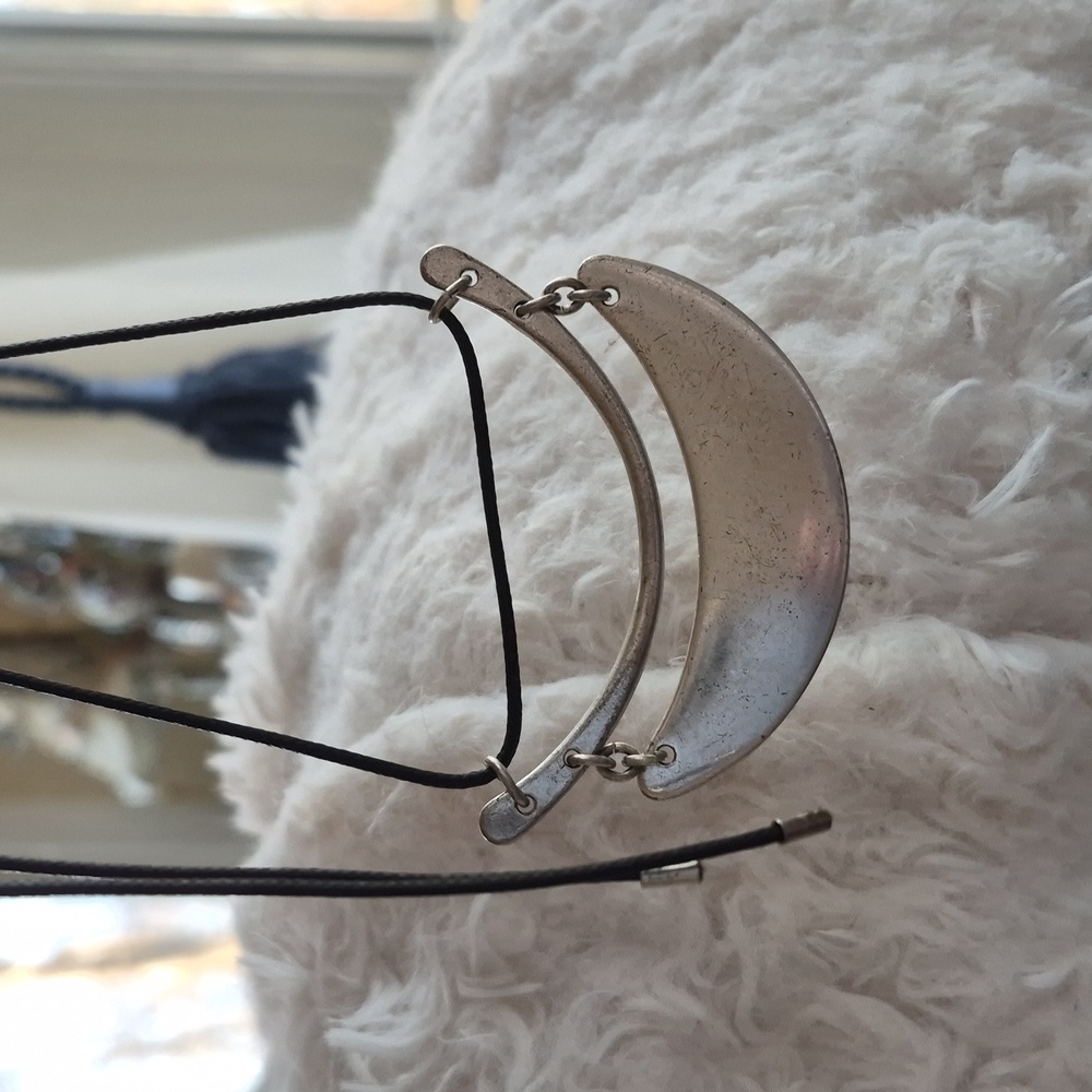 Art Deco Geometric Crescent Statement Pull Cord S… - image 2